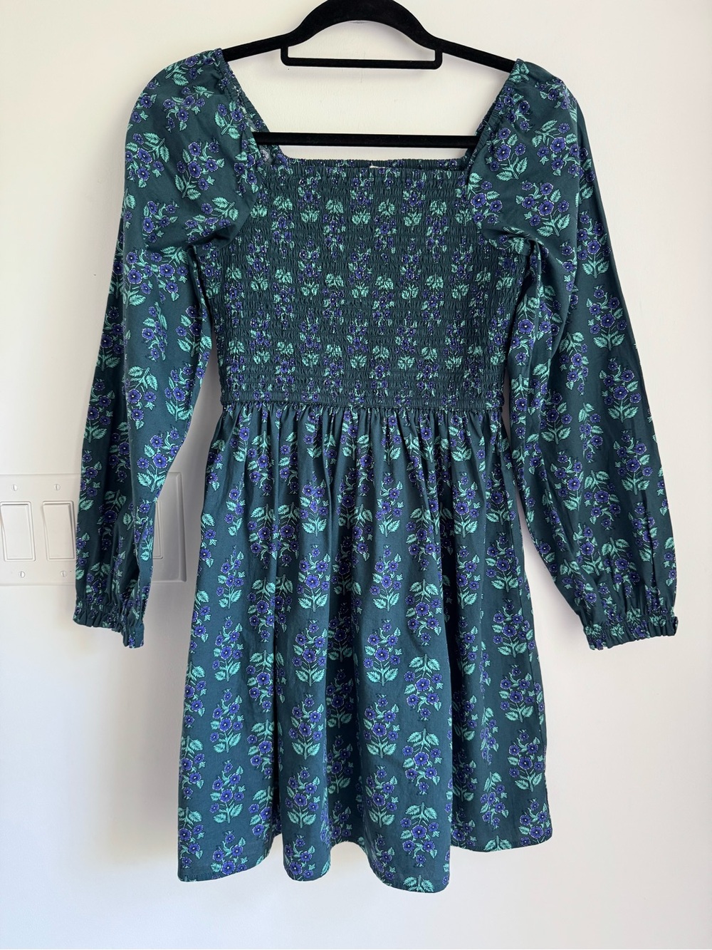 J Crew Factory Girls' long-sleeve floral block-print dress Sz 14